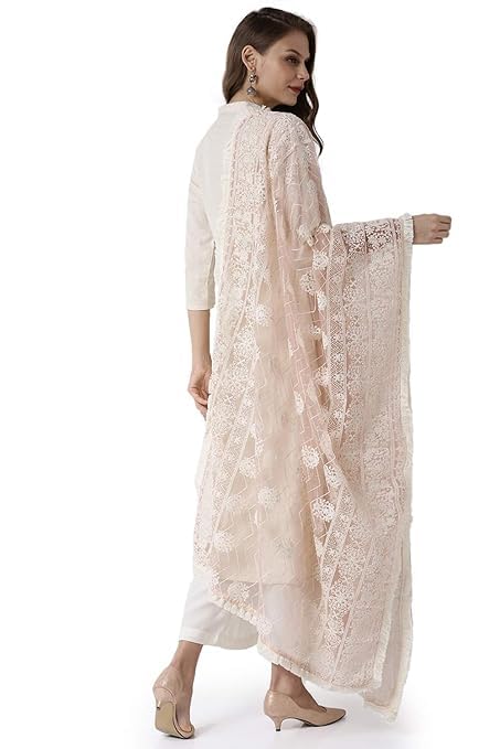 Soch Women Pink Embroidered Dupatta
