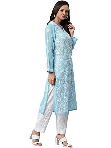 Ada Women's Cotton Kurta Set (L100398_Blue_Large)