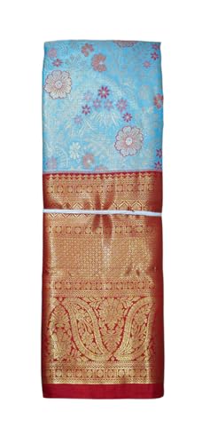 VFCollections Women's Traditional Handloom Kanchipuram Silk Pure Pattu Sarees | Rich Zari Woven Design | Bridal Saree | Unstitched Blouse-14 (VFC726-3)