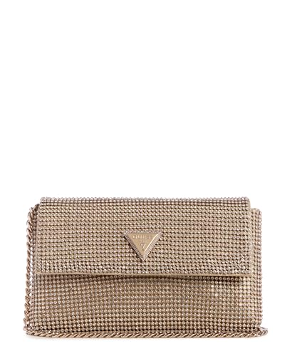 GUESS Gold Embellished Zalina Flap Clutch