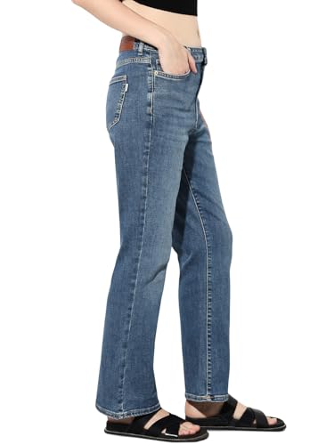 ONLY Women's Solid Flared Mid-Rise Blue Jeans