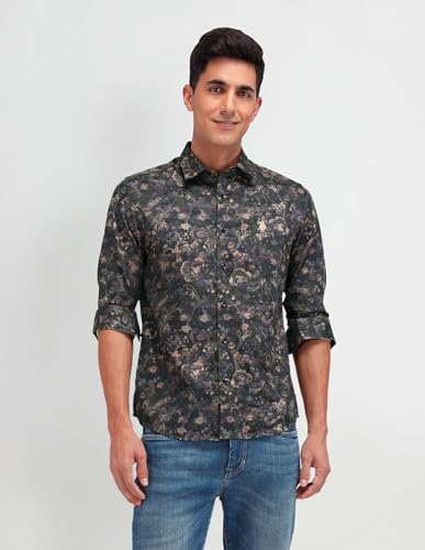 U.S. POLO ASSN. DENIM CO. Slim Fit Satin Shirt (UDSHT1355_Olive_44)