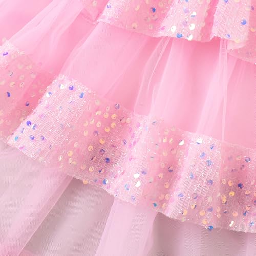 Hopscotch Girls Pink Short Sleeves Sequin Embellished Dress for Age (18-24 Months)