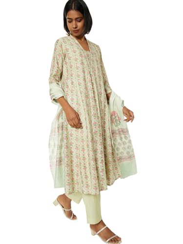 Max Women Floral Print A-line Kurta Set (Green_M)