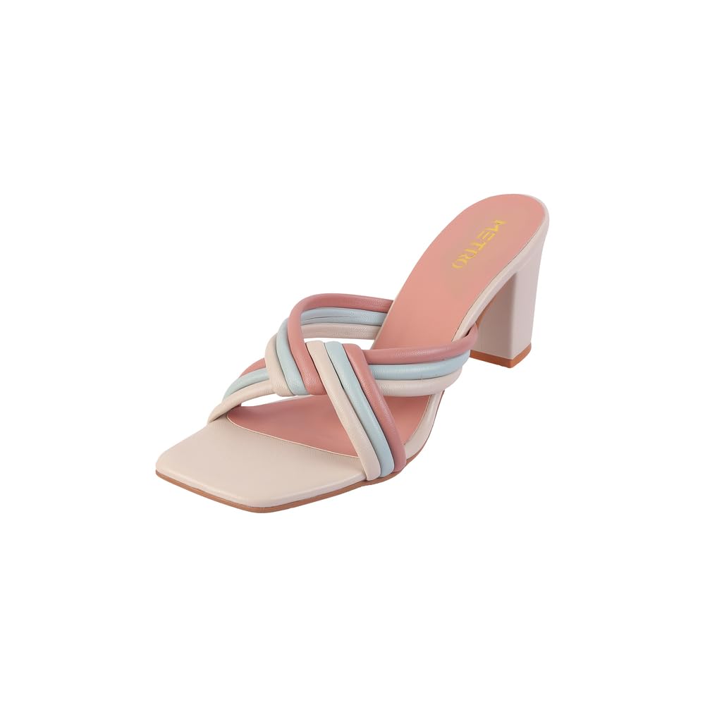 Metro Women Beige Block Heel Fashion Sandal UK/7 EU/40 (40-236)
