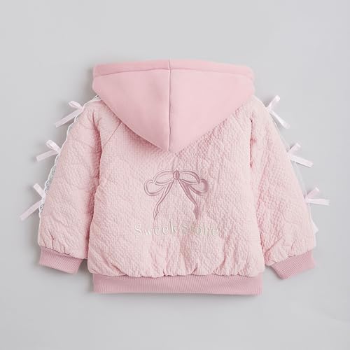 Hopscotch Female Full Sleeves Pink Textured Full-Sleeve Jacket For Ages (3-4 Years)