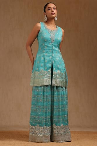 Soch Women's Brocade Salwar Suit Set (OWA5CD22390_Turquoise Blue