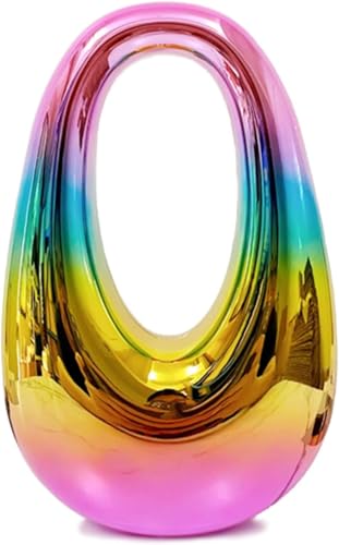 HAYSCH Metallic Acrylic Evening Handbag for Women | Crossbody Sling Bags with Detachable Chain Strap Glossy Stylish Latest Ladies Girls Small Size Cute Party Wedding Bag (Rainbow Oval Sling)