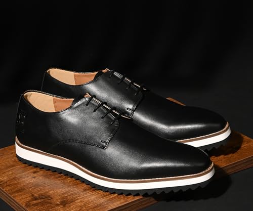 LOUIS STITCH Jet Black Casual Shoes for Men | Ultra Lightweight and Comfortable | Cushioned Footbed Men’s Derbys | LSMX-PLJB | UK-8