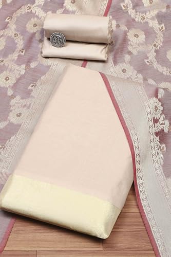 BIBA Women Mauve Chanderi Unstitched Suit Set_FREE SIZE