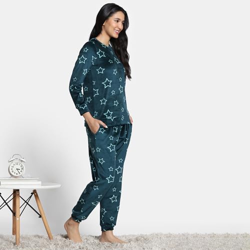 Zivame Velour Loungewear Set, Dark Sea, XXL