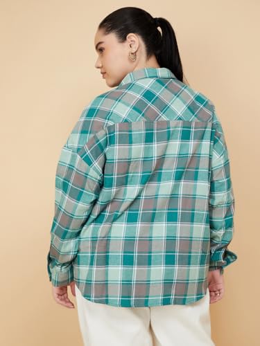 Max Women Checked Oversized Shirt (Green_4XL)