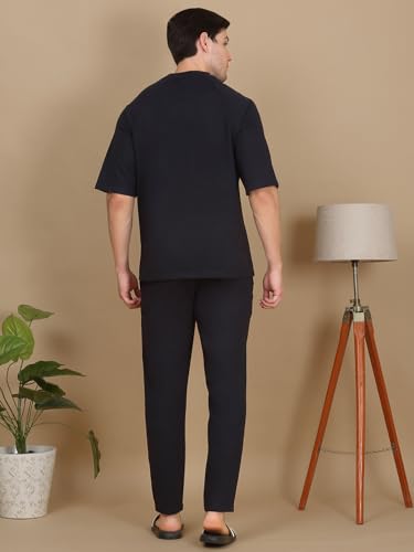 Sweet Dreams Mens Solid Co-Ord Set Navy