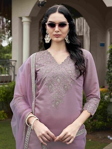 Womanista Women's Pink Color Silk Blend Codding With Sequinns Work Kurta set(Kurtaset_1373_XXL)