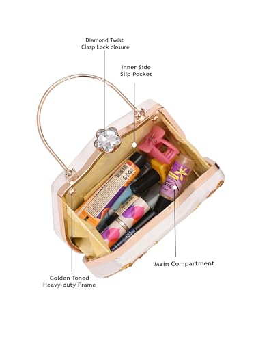 TOOBA Handicraft Women's Floral Embroidered Sequinned Envelope Clutch Bag| Evening Bag, Bridal Purse & Party Handbag | Wedding & Special Occasion Clutch