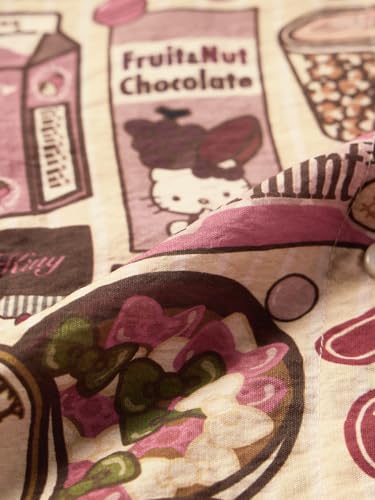 The Souled Store Hello Kitty: Delish Women and Girls Full Sleeves Spread Collar Beige Graphic Printed Viscose Polyamide Slim Fit Lightweight Winter-Ready Shirt for Casual Wear