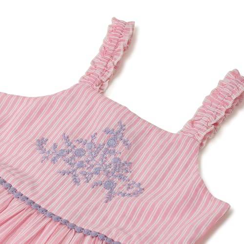 UNITED COLORS OF BENETTON Regular Fit Square Neck Striped Maxi Tiered Dress (Size: 2-3 Years)-25P4COTDR142I902 Pink