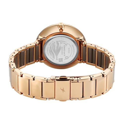 Fastrack Analog Women Grey Rose Gold Oceanyx-Ceramic Quartz Round Dial Watch,Solid Links Material,Band-6315KD02