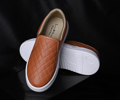 LOUIS STITCH American Tan Sneakers for Men | Lightweight Slip-On Walking Shoes for Men | Comfortable Casual Wear| Flexible, Breathable, Stylish & Durable All-Day Wear (SNK-CUSO) (Size- 7 UK)