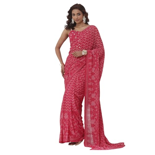 Biba Women Pink Poly Georgette Regular Saree_36