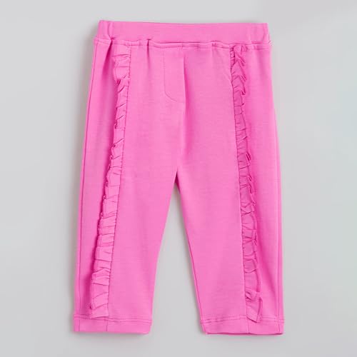 Hopscotch Girls Yellow Short Sleeves 2-Pc Flower Cotton Pant Set For Ages(6-9 Months)