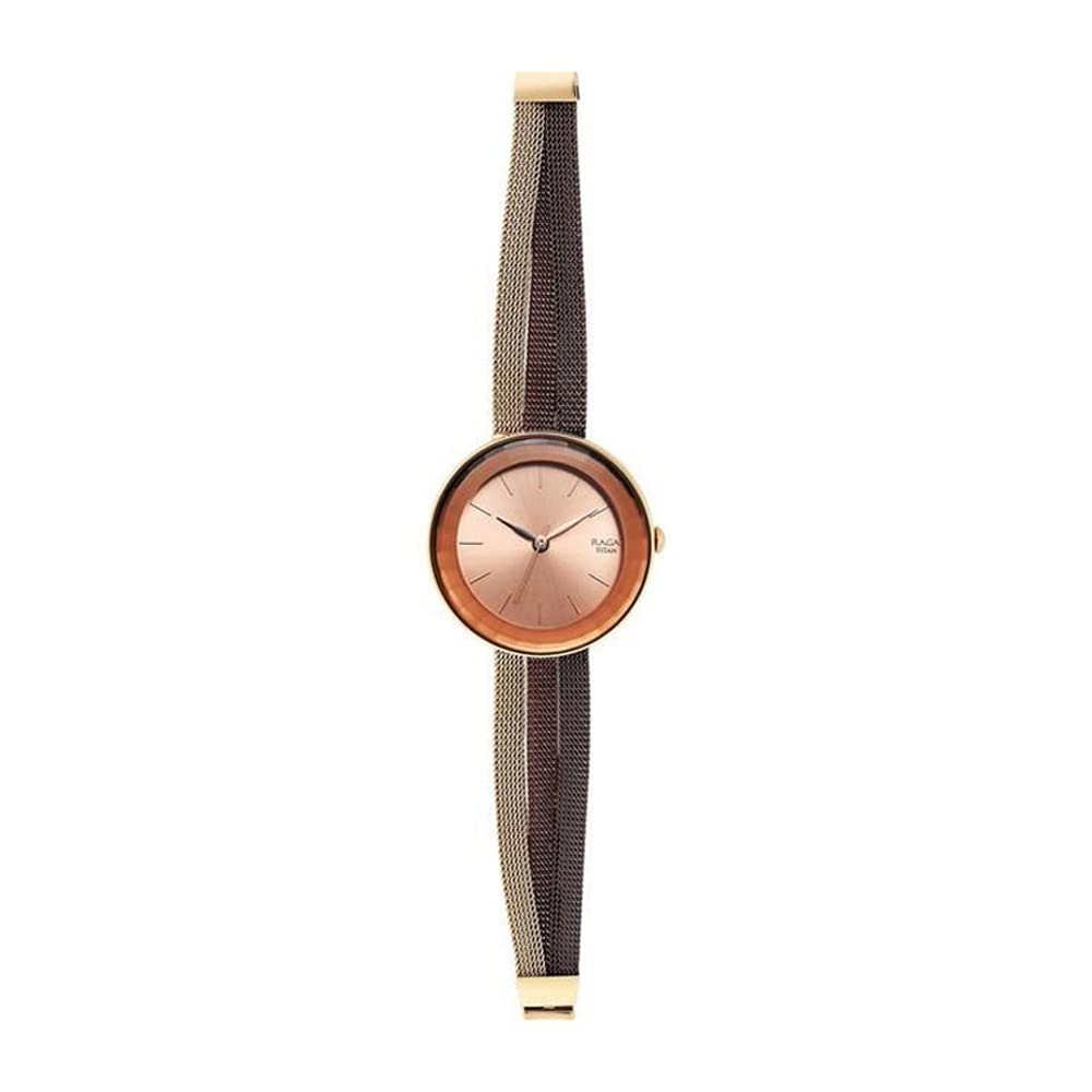 Titan Raga Delight Rose Gold Dial Women Analog Watch with Stainless Steel Strap-NS95153KM01/NT95153KM01