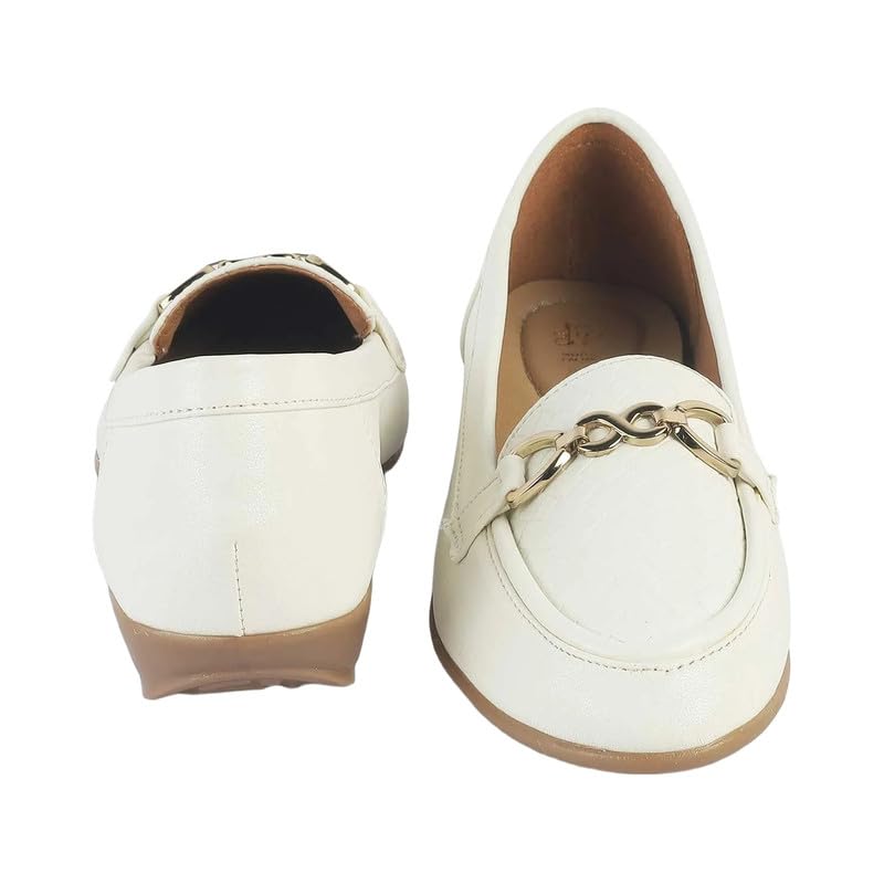 tresmode Moro White Women's Casual Loafers in Size 3 UK / 36 EU