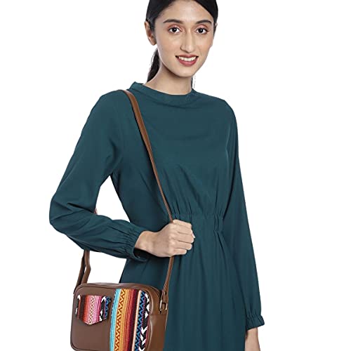 ACCESSHER stylish trendy Brown & Multi Solid Sling Bag for girls and women pack of 1