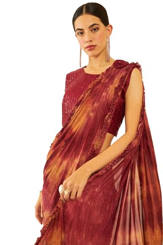 Soch Women's Machine Weave Spandex Saree (SREVRTW106875D_Maroon)