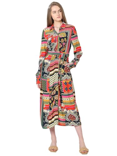 VERO MODA Women Ethnic Motifs Multicolor Viscose Midi Length Fit and Flare Dress