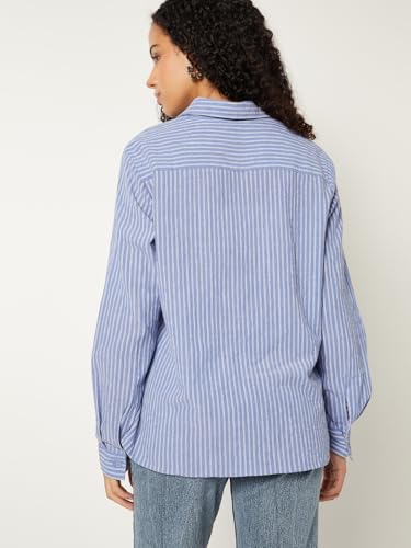 Max Women Striped Regular Fit Shirt (Blue_XL)