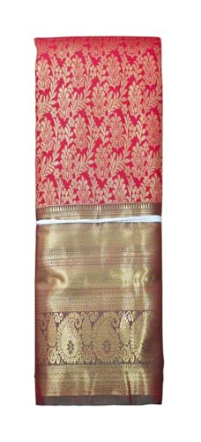 SREE KUMARAN Women's Traditional Handloom Kanchipuram Silk Pure Pattu Sarees | Unstitched Blouse (VSK102-3), Multicolour
