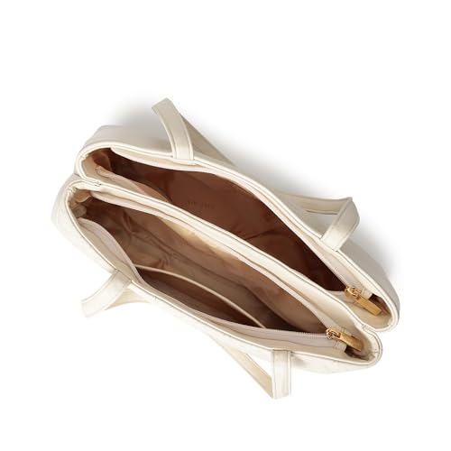 Fastrack GridGlam white Shoulder Bag | Faux-Leather Women’s Handbag | Quilted Shoulder Bag with Dual Zipper Compartments