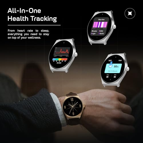 Fire-Boltt Phoenix Nova Smartwatch 1.43” Slim Super AMOLED Display, 466x466 Pixel Always-On Display, Bluetooth Calling, Health Tracker for Men & Women Earth Brown