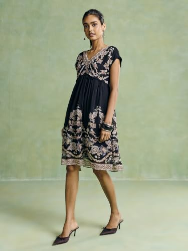 Aarke Ritu Kumar Black Rosete Short Dress