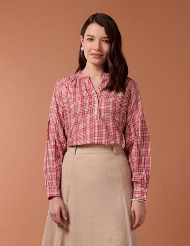 U.S. POLO ASSN. Blouson Sleeve Checked Top (UWAW24TOP183_Multi-Colour_S)