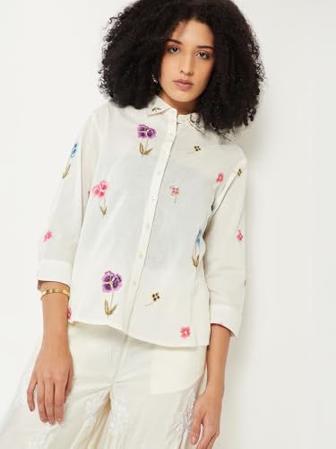Max Women Embroidered Shirt(White_S)
