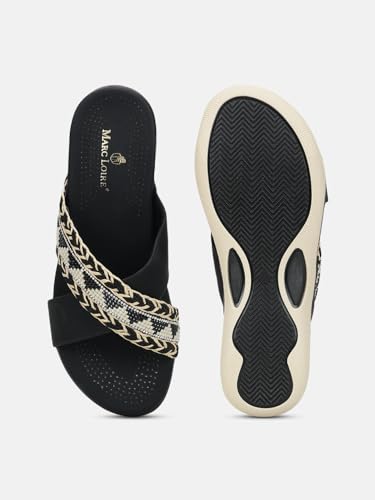 Marc Loire Western Embellished Flatform Heels for Women| Round Toe Fashion Sandal with PU Sole| Casual Party Footwear for Woman