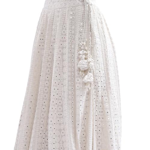 Biba Women Ivory Georgette Lehenga Set_38