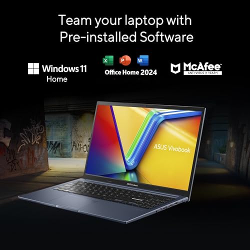 ASUS Vivobook 15, Intel Core i3 13th Gen 1315U, 16GB RAM, 512GB SSD, FHD 15.6", Touchscreen, Win11, Office Home 2024, M365 Basic (1Year)*, Quiet Blue, 1.7Kg, X1504VA-E83959WS, Intel UHD iGPU, Laptop
