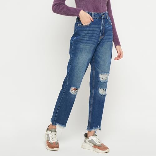 Madame Women Solid Denim Jeans Blue