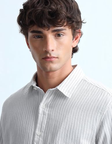 Flying Machine Dobby Vertical Striped Shirt