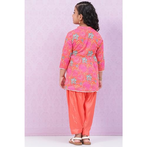 Biba Girls Cotton Flared Printed Suit Set(KW5045E_9_Orange)