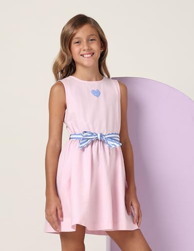 U.S. POLO ASSN. Girl's Cotton Fit and Flare Mini Dress (UGSS25DRS230 Pink