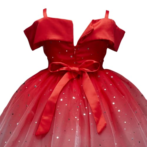 Hopscotch Girls Knee Length Party Dresses In Red Color For Ages (8-9 Years)