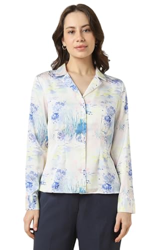 Allen Solly Women White Print Long Sleeves Shirt