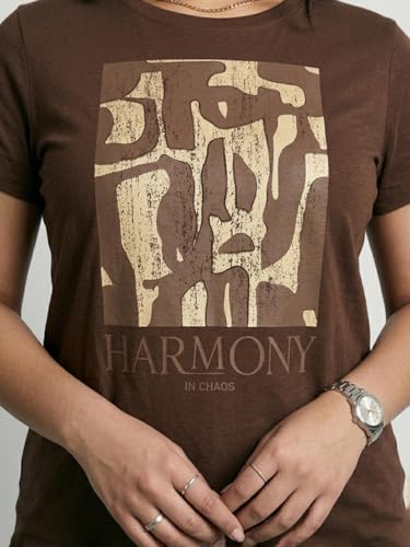 Max Women Embroidered T-Shirt (Brown_XL)