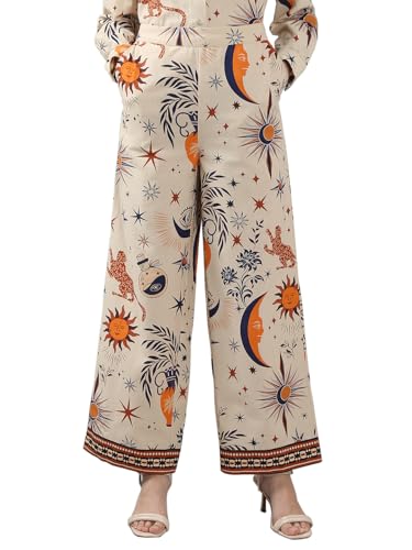 VERO MODA Women's Straight Fit High-Rise Beige Pants