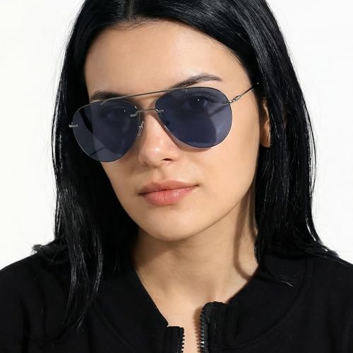 John Jacobs | Gunmetal - Blue | Full Rim Pilot Stylish & Premium Polarized Sunglasses | JJ Tints | 100% UV Protected | Men & Women | Medium | JJ S13151
