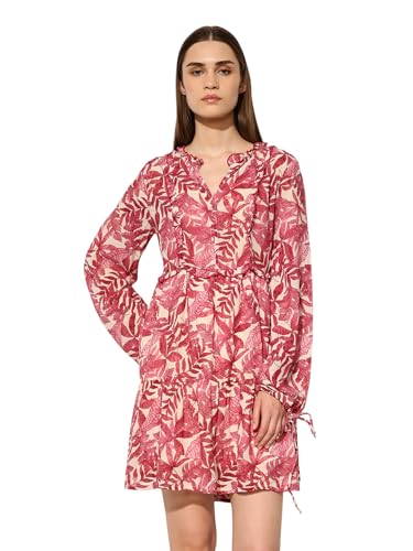 ONLY Women's Tropical Print Fit and Flare Maroon Dress